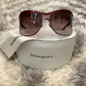 NWOT Yves Saint Laurent Maroon Wrap Sunglasses w/ Case & Cloth